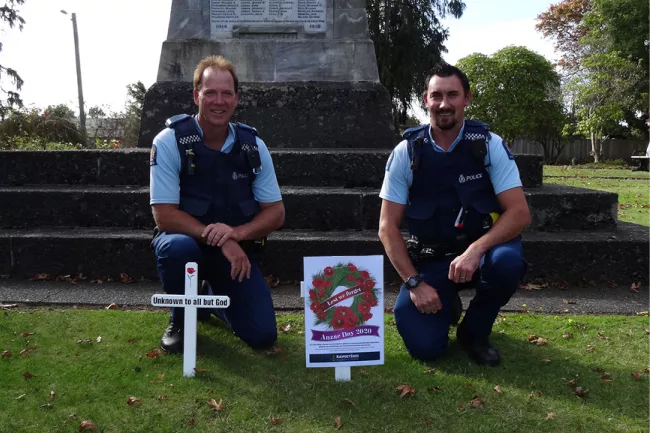 Police laying wreaths at Marton Park