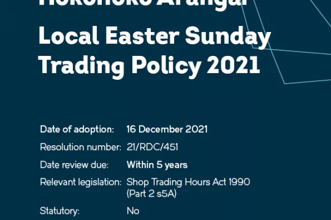 Local Easter Sunday Trading Policy 2021