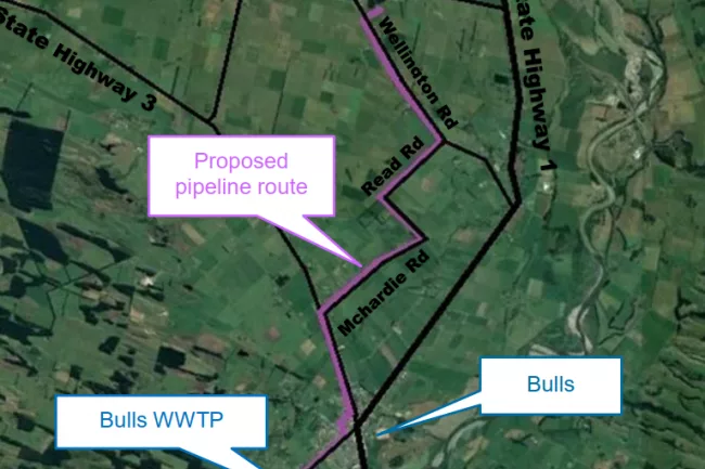 Marton to Bulls wastewater treatment route