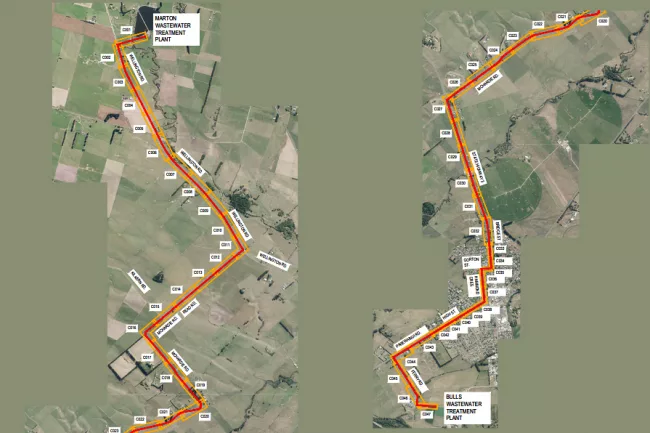 Marton to Bulls wastewater treatment route