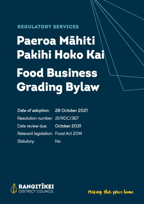 Food Business Grading Bylaw 2021