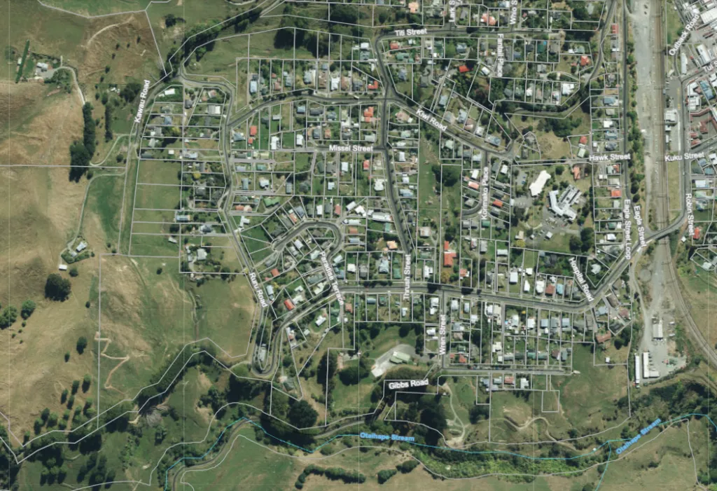 A map of the Taihape West Slip zone.