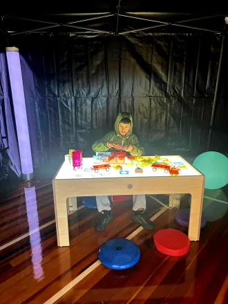 Tylah getting creative in one of the two visual display tents