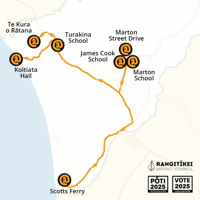 A map of the southern district and where the collection points are.