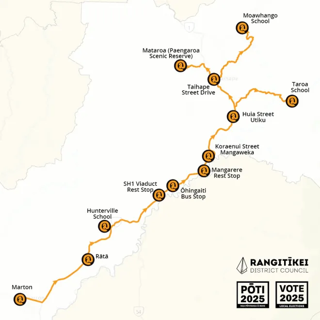 A map of the north district and where the collection points are.