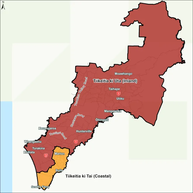Tiikeitia ki Uta (Inland) Māori Map