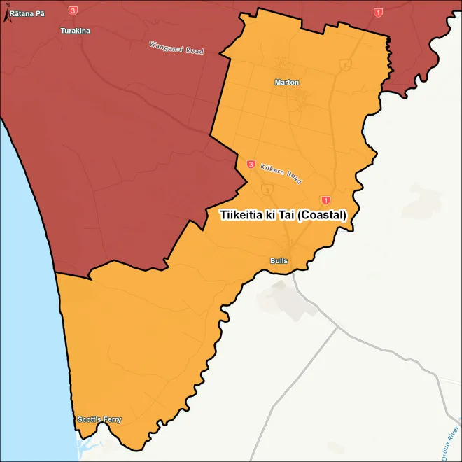Tiikeitia ki Tai (Coastal) Māori Map