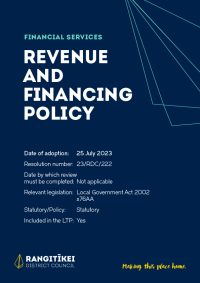 Revenue and Finance Policy