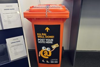 Orange Ballot Bin 2025