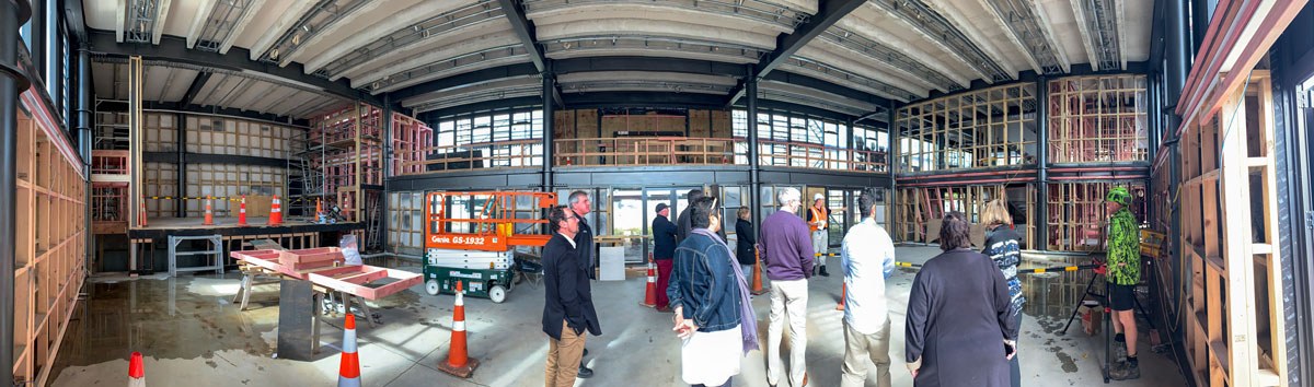 Panoramic view of the inside of Bulls Community Centre